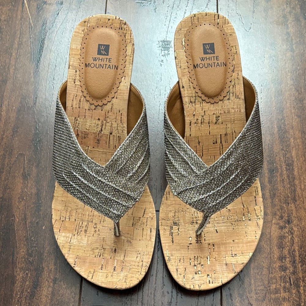 White Mountain Glittering Gold Sandals